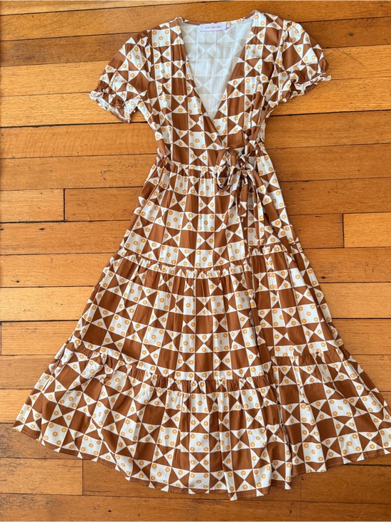 Lisa Says Gah Dresses & Skirts - Lisa Says Gah Victoria Wrap Dress: Floral Quilt Toasted Pecan